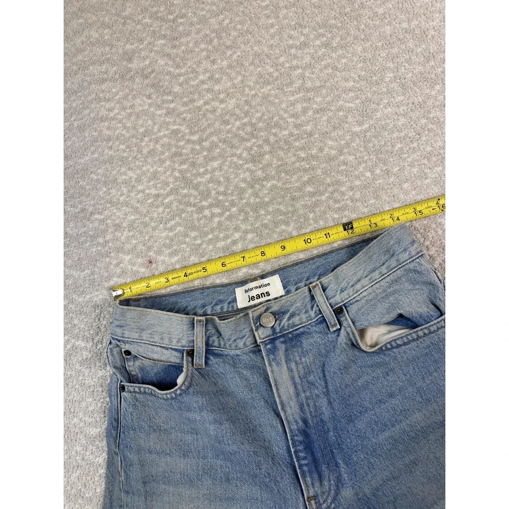 Reformation Jeans Womens‎ 26 Blue Zoe High Rise Loose Ripped Distressed Montauk